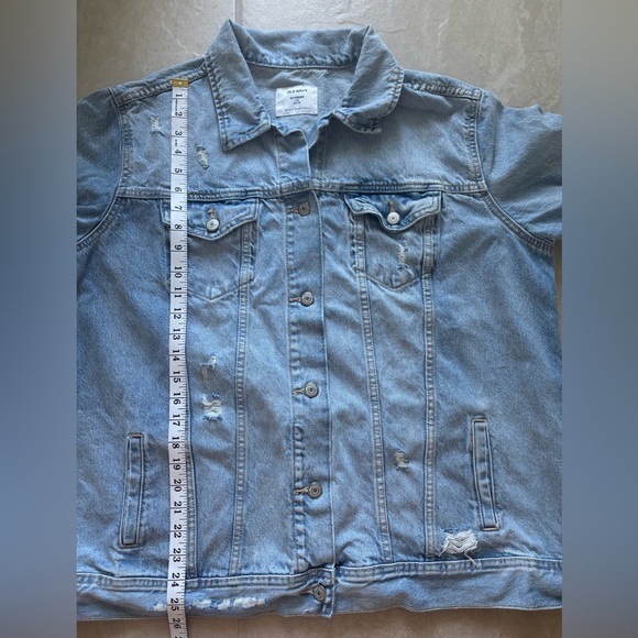 Old Navy Jean Jacket Womens Plus 1X Denim Button Distressed Classic Outdoor Boho - Picture 9 of 9